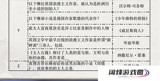 光与夜之恋长思今寄答案大全 长思今寄书海文渊活动答案